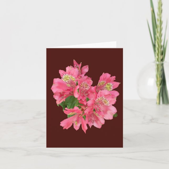 Rosa Alstroemeria Photo Folant Note Card Anteckningskort (Framsida)