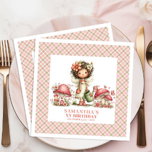 Rosa Älva 2-årsdag Rodnad Blommiga Pappersservette Pappersservett