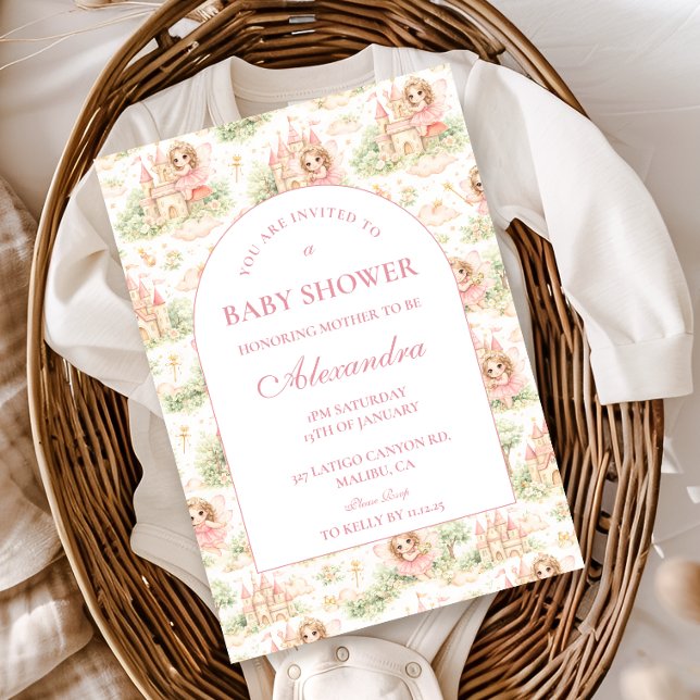 Rosa Älvträdgårds Baby Shower Inbjudningar (Skapare uppladdad)