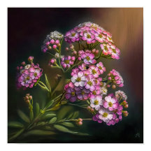 Rosa Alyssum Blomma Konsttryck Poster