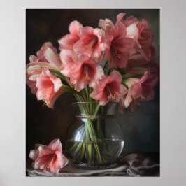 Rosa Amaryllis Flowers Art Print Poster
