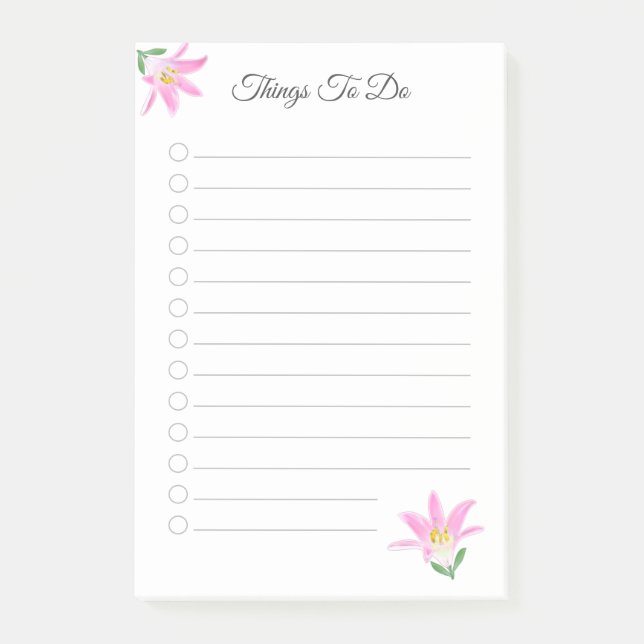 Rosa Amaryllisblomma Saker att Göra Post-it Block (Framsida)