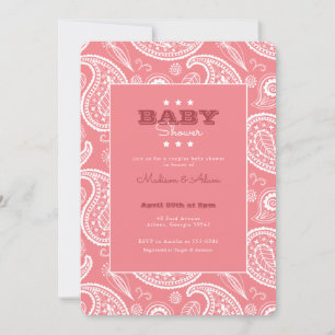 Rosa American Bandana Baby Shower-inbjudan Inbjudningar