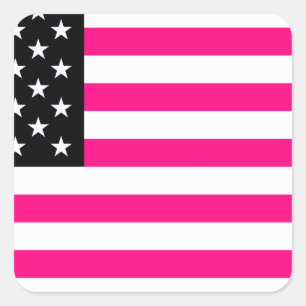 rosa American flagga Fyrkantigt Klistermärke