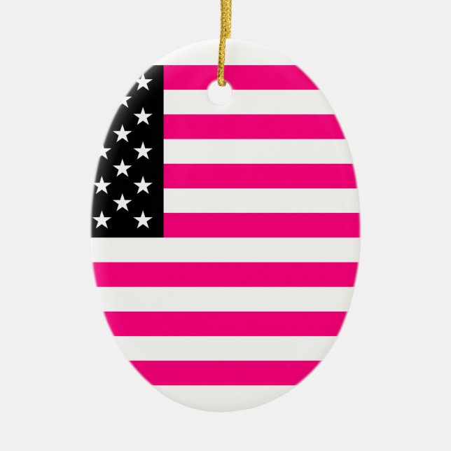 rosa American flagga Julgransprydnad Keramik (Framsidan)