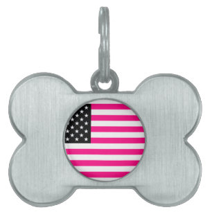 rosa American flagga Namnbricka Husdjur