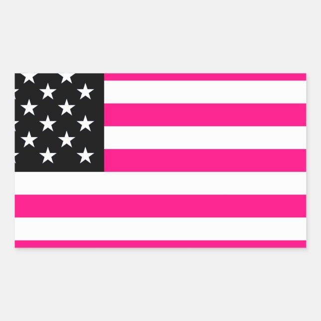 rosa American flagga Rektangulärt Klistermärke (Framsida)