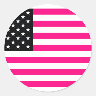 rosa American flagga Runt Klistermärke