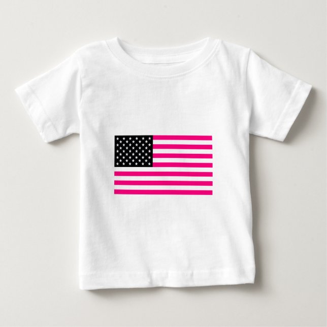 rosa American flagga Tee Shirt (Framsida)
