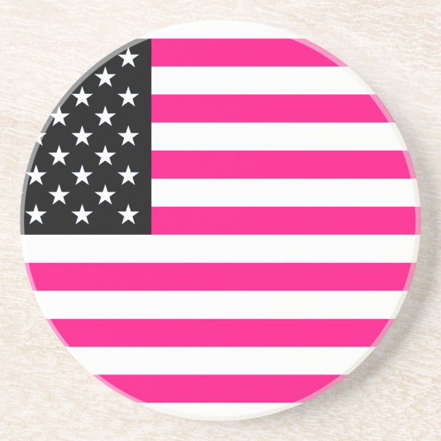 rosa American flagga Underlägg Sandsten (Framsidan)