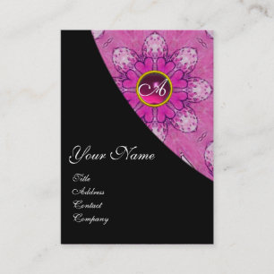 ROSA AMETHYST BLOMMIGT MONOGRAM rosa, svart, viole Visitkort