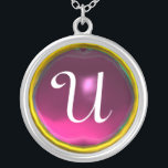Rosa Amethyst Gem Monogram Silverpläterat Halsband<br><div class="desc">Elegant och unik design med gemstone. Mycket exakt modellering och rendering i 3D Studio Max av Bulgan Lumini .Part från serien Hyper Talismans.</div>