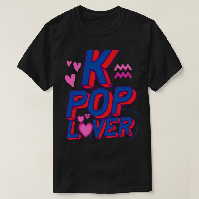Rosa &amp_ Lila Cute K-POP T Shirt (Design framsida)