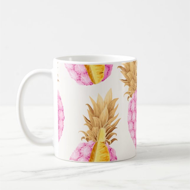 Rosa Ananas: Högdetaljerad Vintage Kaffemugg (Vänster)