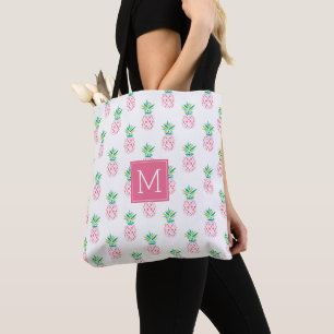 Rosa Ananas Monogrammade Tygkasse