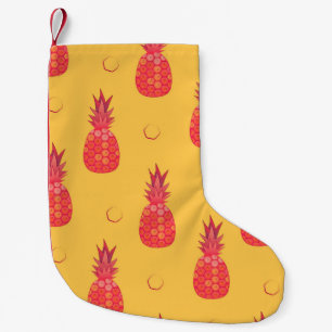 Rosa ananas på orangens bakgrund. Sömlös papp Liten Julstrumpa
