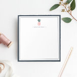 Rosa Ananas | PERSONLIG Anteckningsblock<br><div class="desc">Lägg till en liten bit chic stil till ditt skrivbord med vår personlig-minnesplatta. Utformningen har en klassisk marin blå gräns med en illustration av ananas för rosa och grönt och ditt namn,  monogram eller val av anpassning.</div>