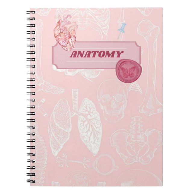 Rosa anatomisk design för medicinstudenter anteckningsbok (Framsidan)