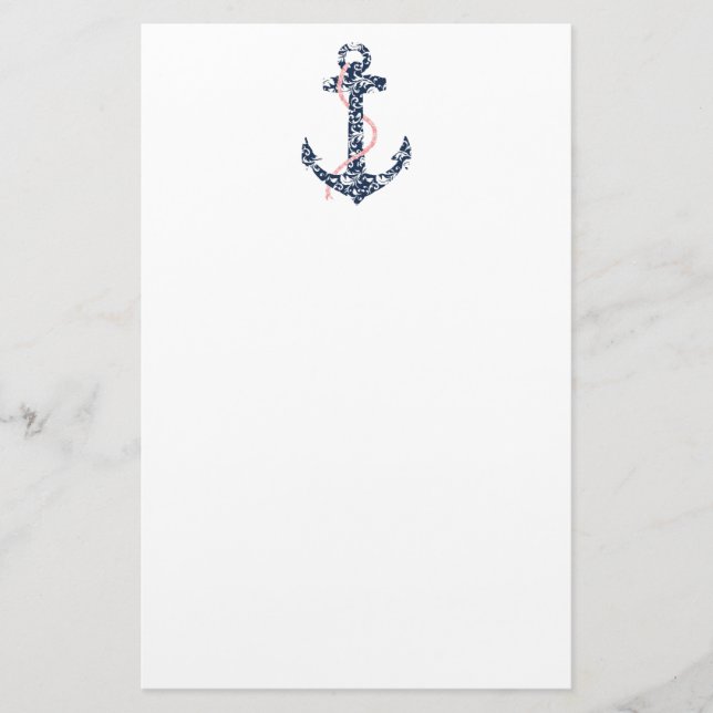 Rosa Anchor Beach Wedding Brevpapper (Framsida)