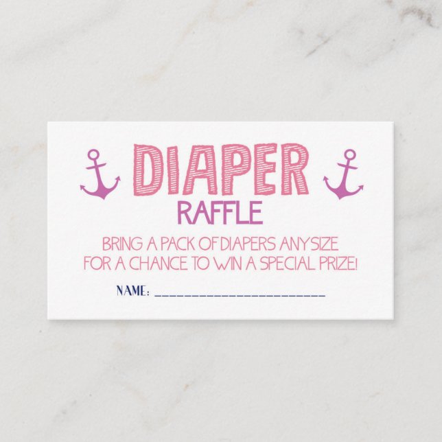 Rosa Anchor Diaper Raffle Biljett Tilläggskort (Framsida)