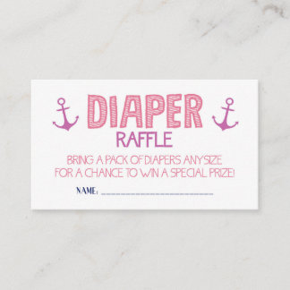Rosa Anchor Diaper Raffle Biljett Tilläggskort