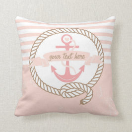 Rosa Anchor och Banner Nautical Anpassningsbar Pil Kudde