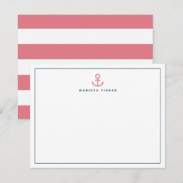Rosa Anchor Stationery Note-kort Anteckningskort