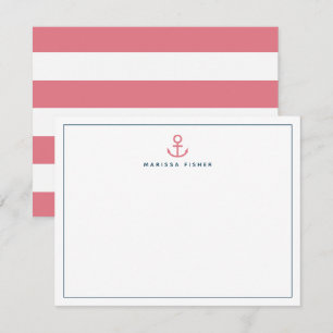 Rosa Anchor Stationery Note-kort Anteckningskort
