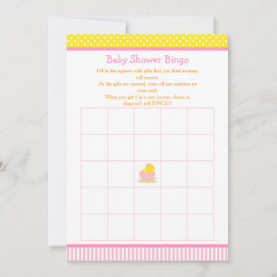 Rosa and Gult Girl Chick Baby Shower Bingo Inbjudningar