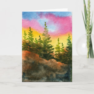 "Rosa and Gult Morn" Land Road Greeting Card Kort
