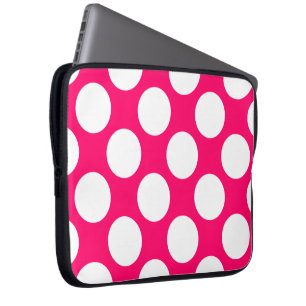 Rosa and White Polka dots Electronics Bag Laptop Fodral