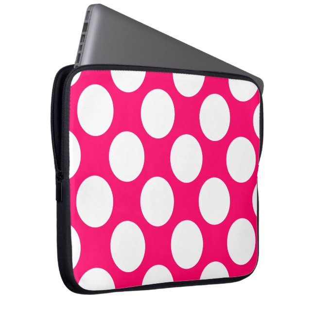 Rosa and White Polka dots Electronics Bag Laptop Fodral (Framsidan Höger)