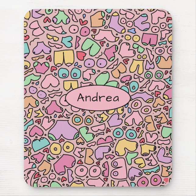 Rosa andas populärt lustigt mönster musmatta (Framsidan)