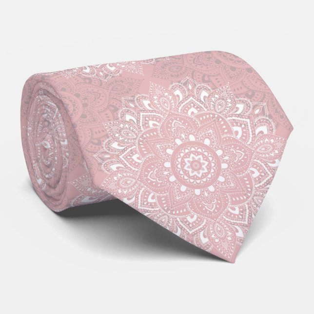 Rosa andlig indisk mandalamönster slips (Rullad)