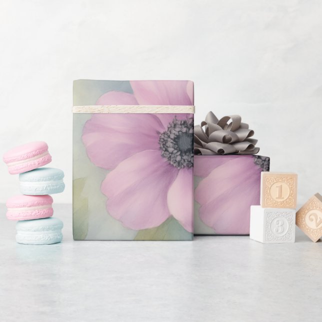 Rosa Anemon Blommigt Inpackningspapper Presentpapper (Baby Shower)
