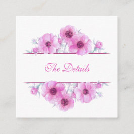 Rosa anemone blommigt bröllop QR-kod Tilläggskort