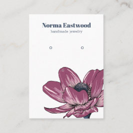 Rosa Anemone Flower Blommar Earring Visning Card Visitkort