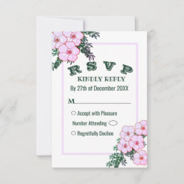 Rosa Anemone Greenery Blommigt Bröllop OSA Card