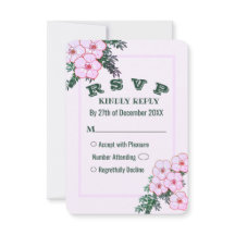 Rosa Anemone Greenery Blommigt Bröllop OSA Card
