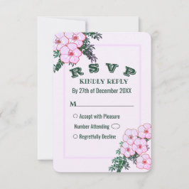 Rosa Anemone Greenery Blommigt Bröllop OSA Card Inbjudningar