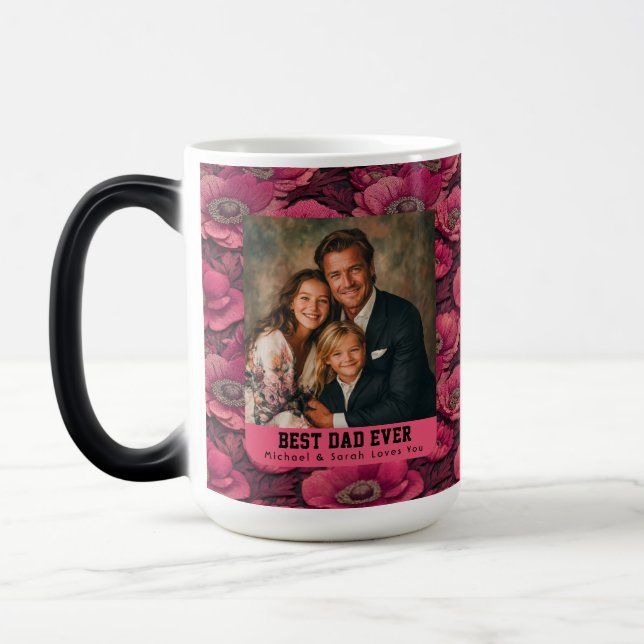 Rosa Anemoner Blommig Pappa Pappa Minnesgåva Magisk Mugg (Vänster)