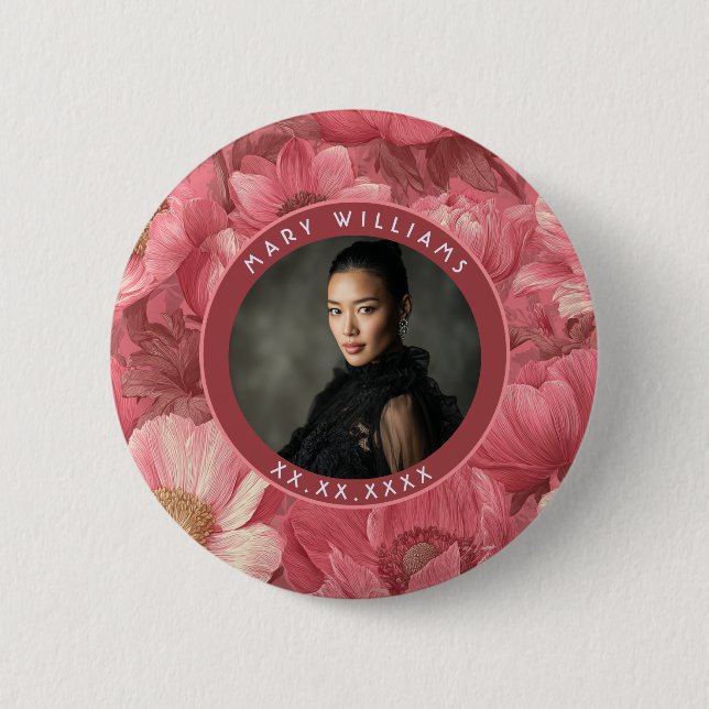Rosa Anemoner Födelsedagspresent Till Dotter Knapp (Framsida)