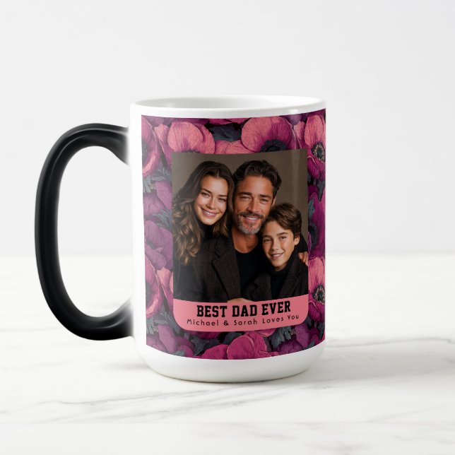 Rosa Anemoner Tryck Pappa Son Foto Magisk Mugg (Vänster)
