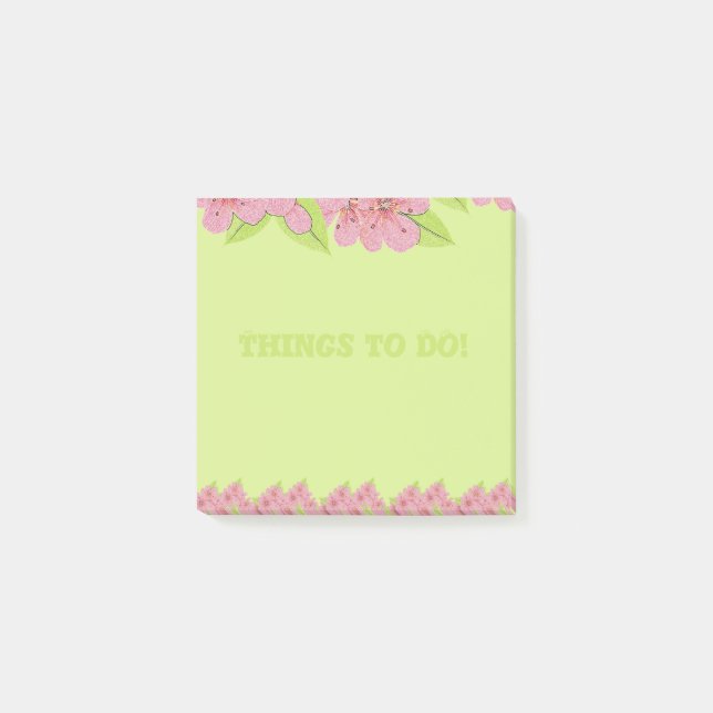 Rosa Anemones Sak to DO Grönt Post it Notes Post-it Block (Framsida)