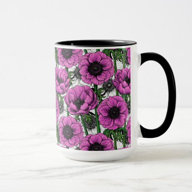 Rosa anemonträdgård mugg (Höger)