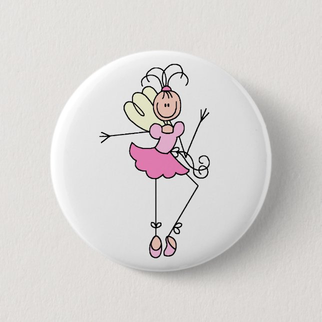 Rosa ängel ballerina flicka knapp (Framsida)