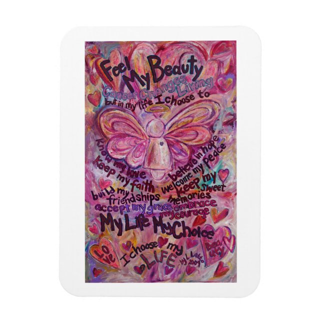Rosa Angel Cancer Dikt Art Magnet (Vertikal)
