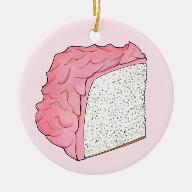 Rosa Angel Food Cake Segce Baking Retro Dessert Julgransprydnad Keramik (Framsidan)