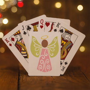 Rosa Angel Grönt Swirl Vingar Andlig Decorative Casinokort
