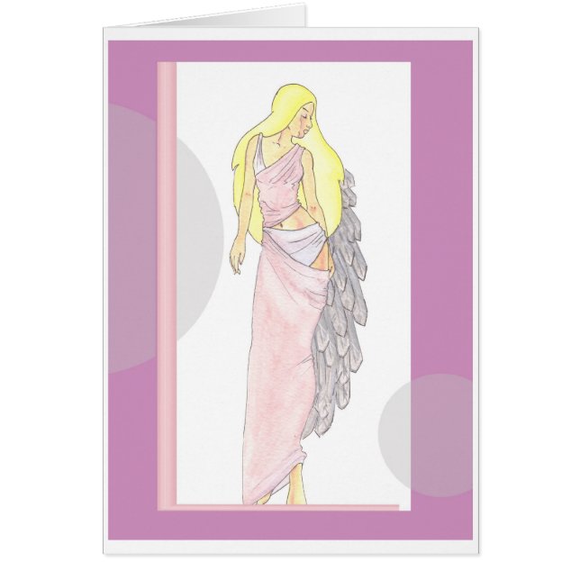 rosa ängel med namn hälsningskort (Framsidan)